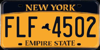 NY license plate FLF4502
