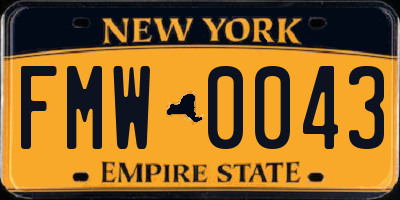 NY license plate FMW0043