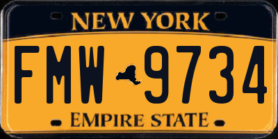 NY license plate FMW9734