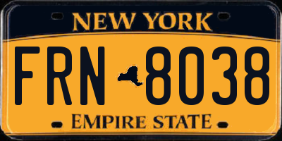 NY license plate FRN8038