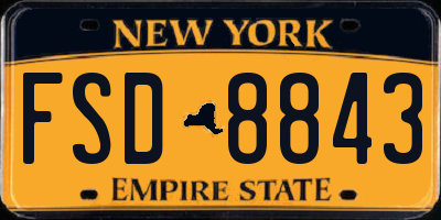 NY license plate FSD8843