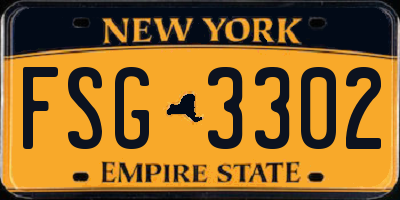 NY license plate FSG3302