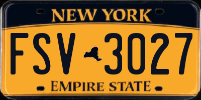 NY license plate FSV3027