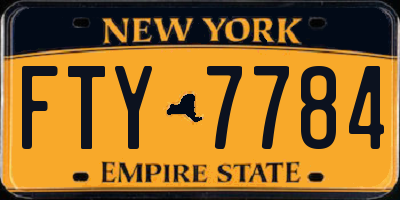 NY license plate FTY7784