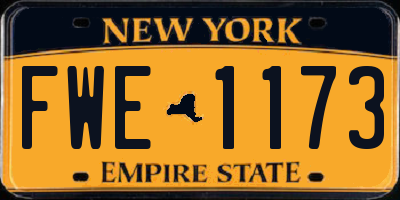 NY license plate FWE1173