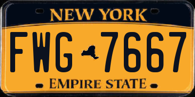 NY license plate FWG7667