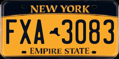 NY license plate FXA3083