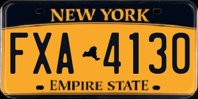 NY license plate FXA4130