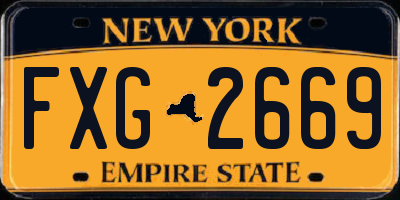 NY license plate FXG2669