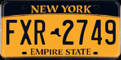 NY license plate FXR2749