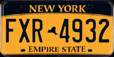 NY license plate FXR4932