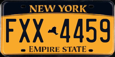 NY license plate FXX4459