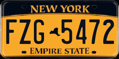 NY license plate FZG5472