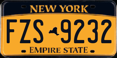 NY license plate FZS9232