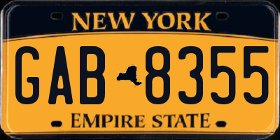 NY license plate GAB8355