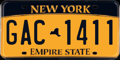 NY license plate GAC1411