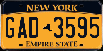 NY license plate GAD3595