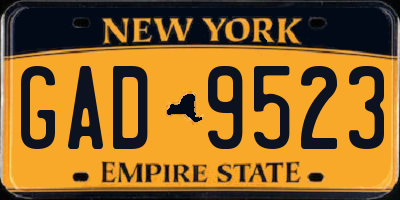NY license plate GAD9523