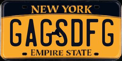 NY license plate GAGSDFG