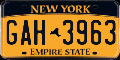 NY license plate GAH3963
