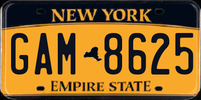 NY license plate GAM8625