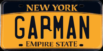 NY license plate GAPMAN