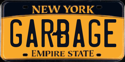 NY license plate GARBAGE