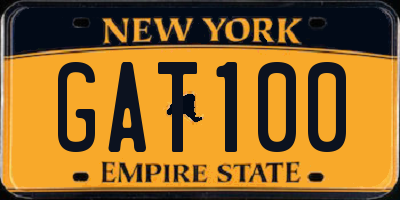 NY license plate GAT100