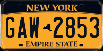 NY license plate GAW2853