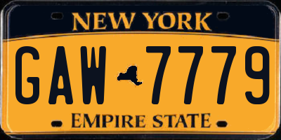 NY license plate GAW7779
