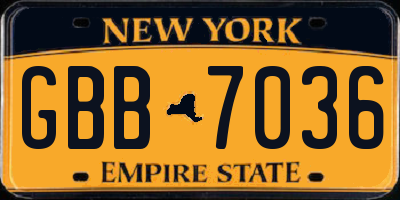 NY license plate GBB7036