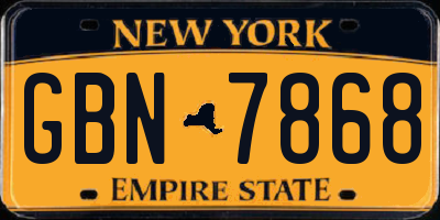 NY license plate GBN7868