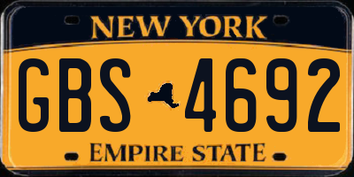 NY license plate GBS4692