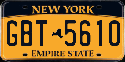 NY license plate GBT5610