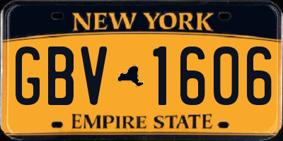 NY license plate GBV1606