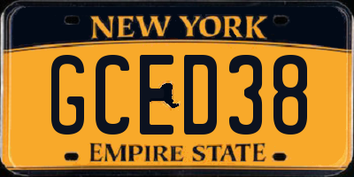 NY license plate GCED38