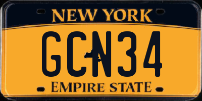 NY license plate GCN34