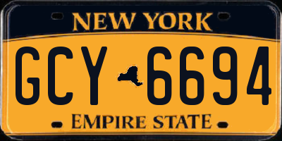 NY license plate GCY6694