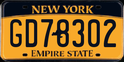 NY license plate GD78302