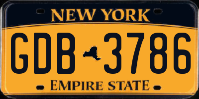 NY license plate GDB3786