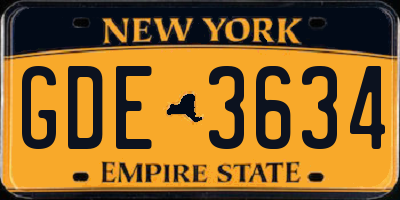 NY license plate GDE3634