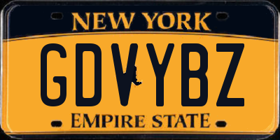 NY license plate GDVYBZ