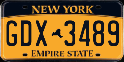 NY license plate GDX3489