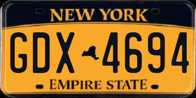 NY license plate GDX4694