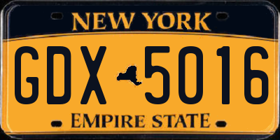 NY license plate GDX5016