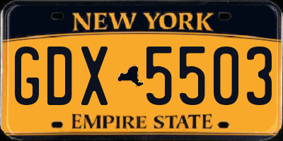 NY license plate GDX5503