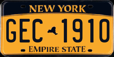 NY license plate GEC1910