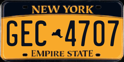 NY license plate GEC4707