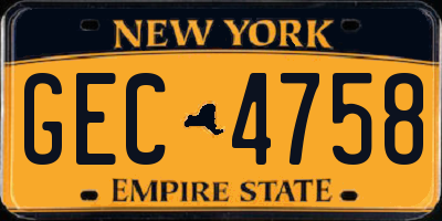 NY license plate GEC4758