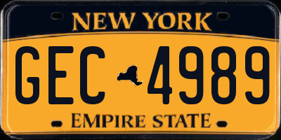 NY license plate GEC4989